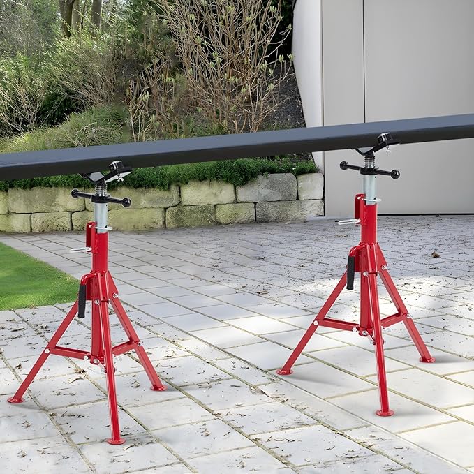 2PCS Pipe Jack Stand, Heavy Duty Pipe Stand, 2-Ball Transfer, 2500LB Jack Stands Carbon Steel with Portable Folding Legs 28-52 Inch Height Adjustable 1/8"-12" Capacity