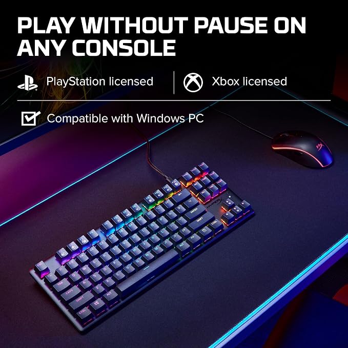HyperX Alloy Origins Core - Tenkeyless Mechanical Gaming Keyboard, Software Controlled Light & Macro Customization, Compact Form Factor, RGB LED Backlit, Linear HyperX Red Switch,Black