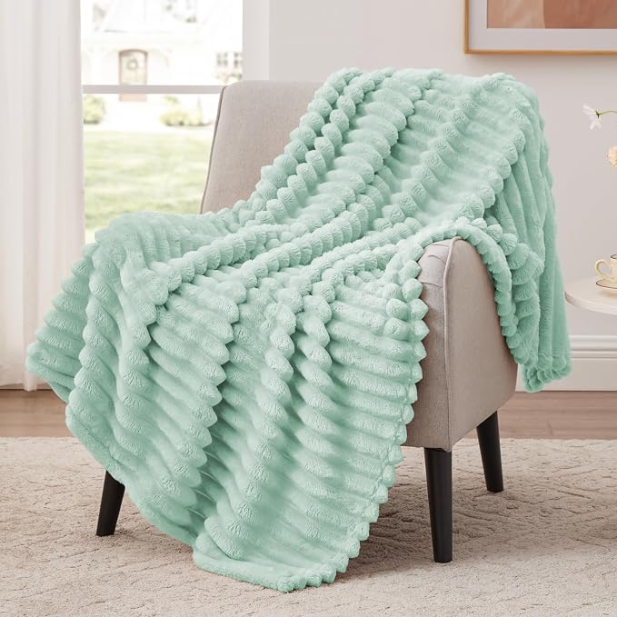EXQ Home Gentle Soft Fleece Throw Blanket – Cozy Lightweight Blanket for Couch Bed – All-Season Warm Fuzzy Flannel Blanket for Women Mom Her – Gifts for Mother's Day Birthday(60"x80",Aqua)