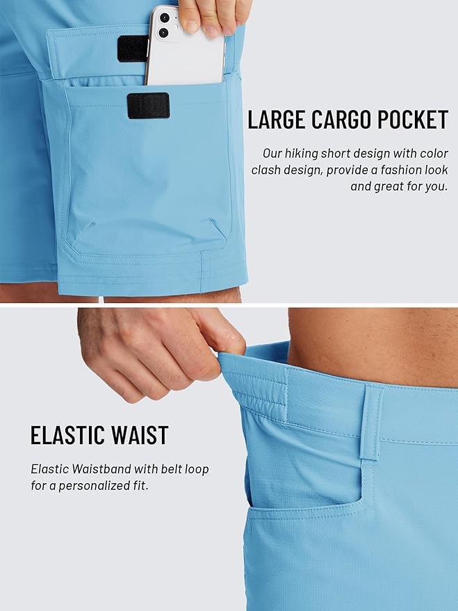 TACVASEN Men's Summer Outdoor Shorts Quick Dry Cargo Casual Work Hiking Shorts (NO Belt)