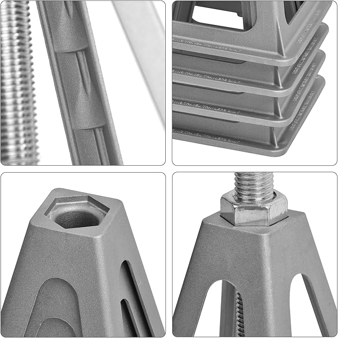 Aluminum RV Stabilizer Jacks 4 Pack with Additional Screw Nuts, Screw Jack Stands, Stabilize and Level RV Trailer Camper, Support up to 6,000 lbs