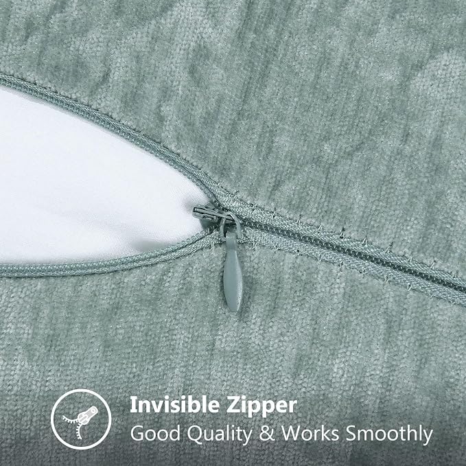decorUhome Soft Chenille Throw Pillow Covers 16x16 Set of 2 Aqua Haze | Fall Textured Decorative Throw Pillow Cases Stitched Edge Modern Farmhouse Luxury Boho Velvet for Couch Sofa Bed Home Decor