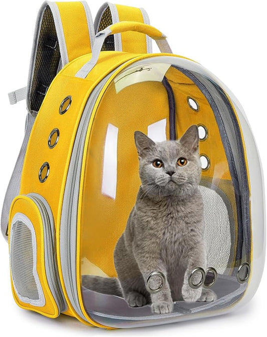 Cat Bubble Backpack Carrier for Small Medium Dogs Cats Carrying Bag, Airline Approved Pet Travel Carrying Bag Dog Hiking Walking Outdoor Backpack (Yellow)