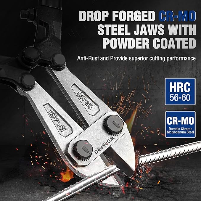 WORKPRO W017007A Bolt Cutter, Bi-Material Handle with Soft Rubber Grip, 30" & ESTWING Gooseneck Wrecking Bar PRO - 36" Pry Bar with Angled Chisel End & Forged Steel Construction