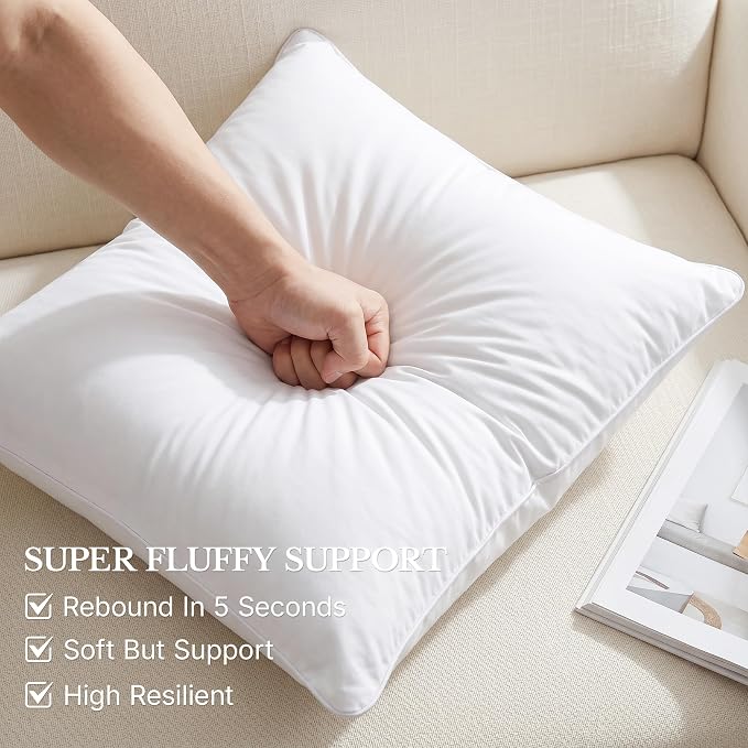 Leeden 16 x 16 Pillow Inserts (Set of 2) -Throw Pillow Inserts with 100% Cotton Cover - 16 Inch Square Decorative Pillows for Sofa, Couch, Bed and Home Decor