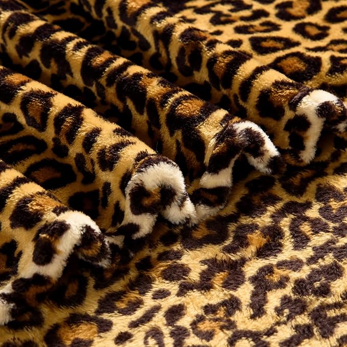 Bnuitland Leopard Print Flannel Twin Size Blanket for Bed Sofa Couch Travel, 300 GSM Double Sided Super Soft Fuzzy Fluffy Cheetah Print Blanket for Adults and Kids, 60x80 inch