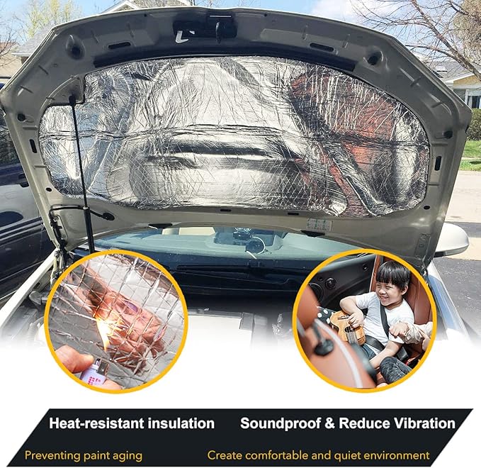 Sound Deadener for Car, Auto Sound Deadening Foam Materials Mat, Heat Insulation and Vibrations Dampening for Audio, Trunk, Floor, Hood, Engine Cover, 197 mil 37.1 sqft