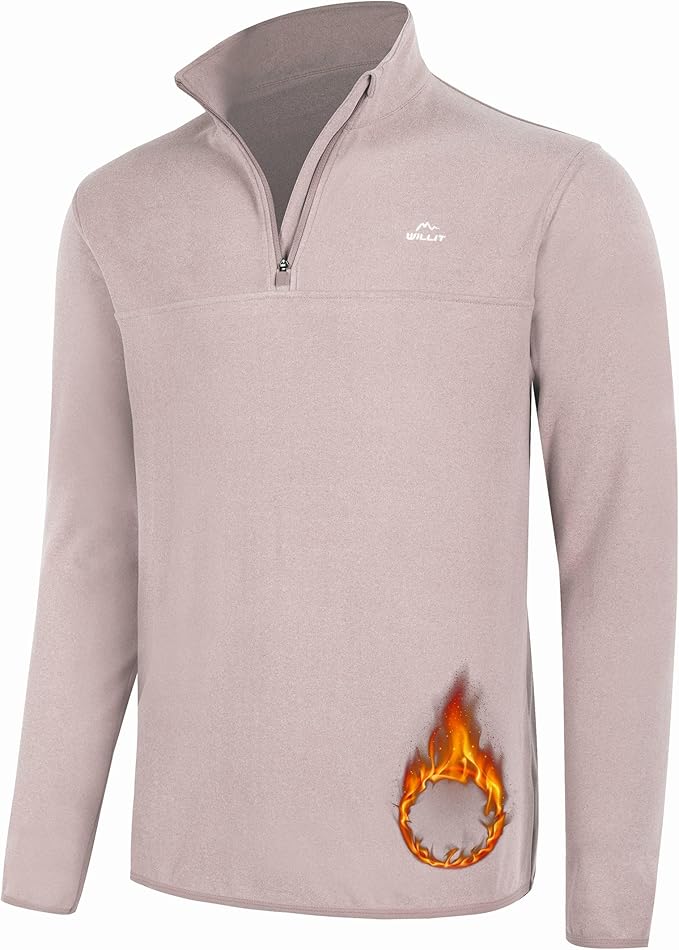 Willit Men's Fleece Pullover Winter Shirts Long Sleeve Quarter Zip Cold Weather Golf Hiking Casual Warm Shirts