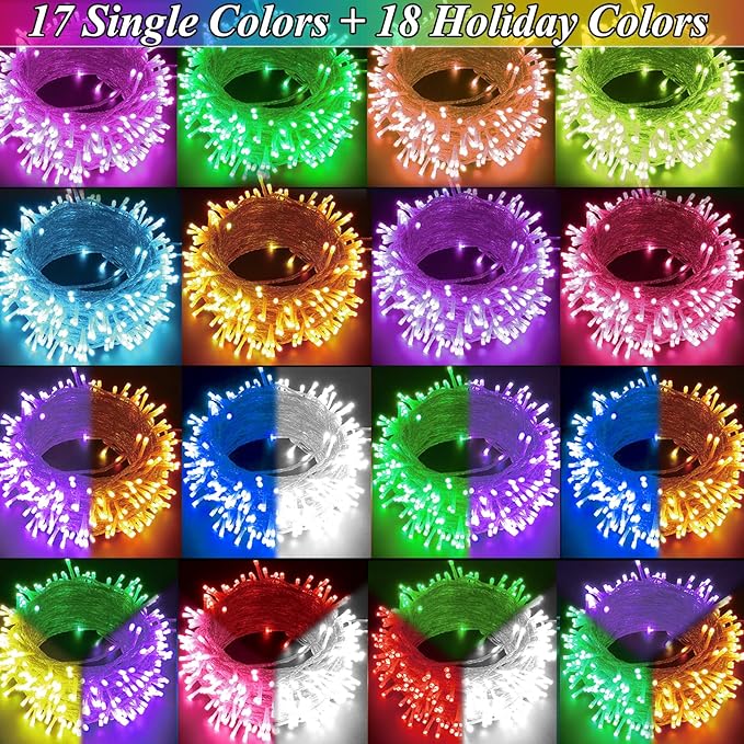 Color Changing Christmas Lights, 200 LED 35 Colors String Lights Indoor Outdoor with Remote, Waterproof Connectable Twinkle Lights Plug in for Xmas Tree 4th of July Party Wedding Room Decor