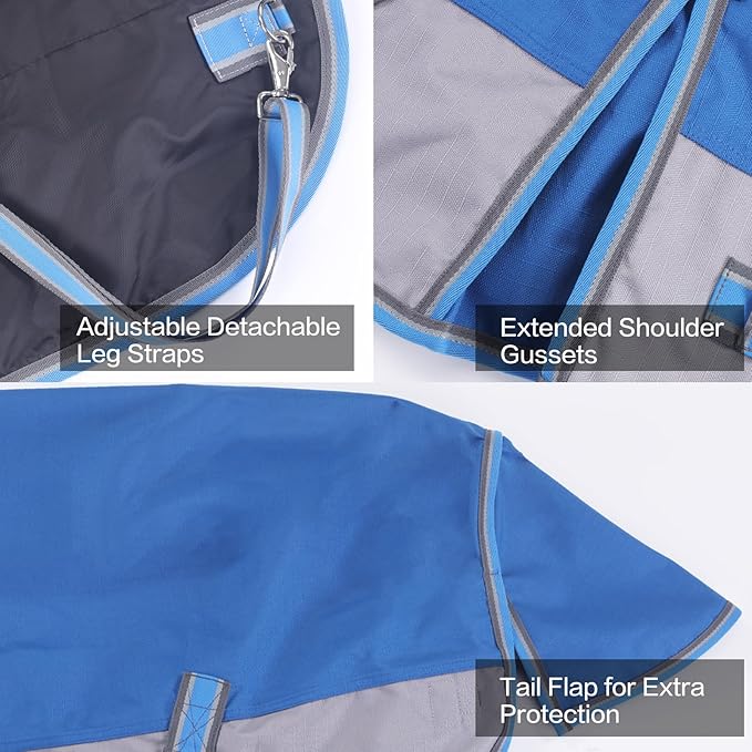 Mini Horse/Pony/Foal/Miniature Size 36"-51" Lightweight Waterproof & Breathable 1200 Denier Turnout Blanket with No Filling RoyalBlue 45"