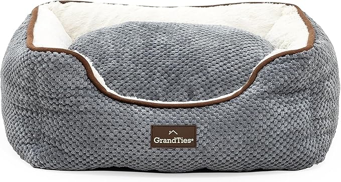 GRANDTIES Fluffy Dog Beds for Small Medium Large Dogs & Cats, Machine Washable Dog Bed, Rectangle Breathable Soft Calming Sleeping Warming Pet Beds w/Waterproof & Non-Slip Bottom (XS 17", Moonlight)