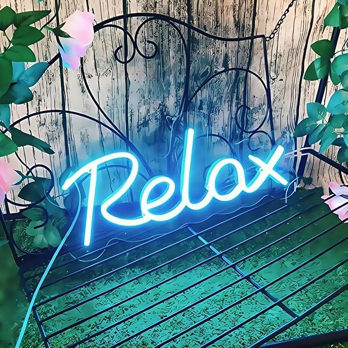 Relax LED Neon Signs for Wall Decor Neon Wall Art Acrylic LED Lights with Hanging Chain Light Up for Bedroom Decor Graduation Bar Pub Wedding Party 5V USB Powered Dimmable