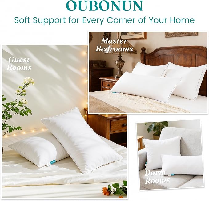 Oubonun 20"x30" Throw Pillow Insert – Plush and Supportive Decorative Cushion with 100% Cotton Cover, for Couch, Sofa, Bed, Chair – Pack of 1