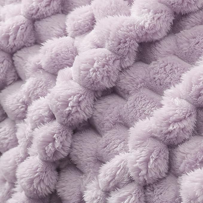 Whale Flotilla Soft Fleece King Size Bed Blanket Luxury 3D Jacquard, Lilac | Lightweight Breathable Coverlet Bedspread for All Seasons, Super Cozy Plush Fluffy Fuzzy Decorative Blanket for Bed, 90"x104"