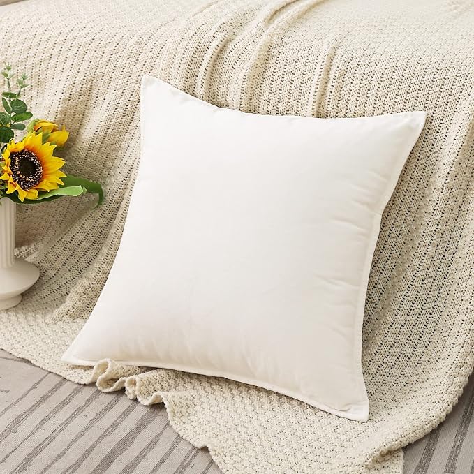 Velvet Cream white Throw Pillow Covers 20”x20”Pack of 2 Soft Decorative | Square Cushion Covers for Couch Sofa Bed Livingroom Car Home Decor,50x50Cm