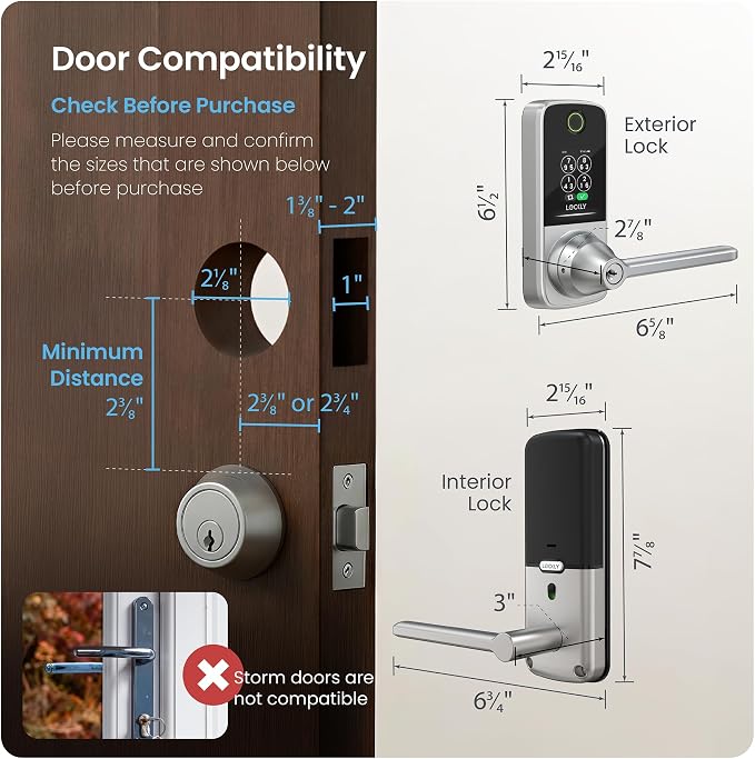 Lockly Secure Pro Smart Lock with Handle - Biometric Fingerprint & Patented Anti-Peep PIN Genie Keypad, Built-in Wi-Fi Keyless Entry Door Lock, App Remote Control, Works with Alexa & Google Assistant