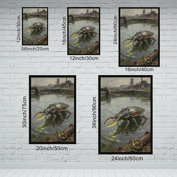 Framed Industrial Fantasy Wall Art for Living Room TV Wall Post Apocalyptic Style Home Decor 20x30in