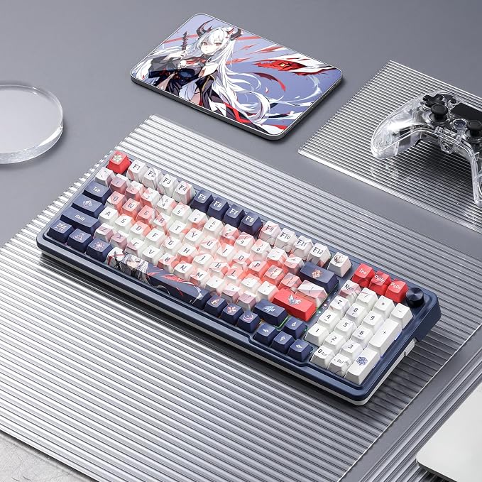 Redragon K686 PRO Wireless RGB Gasket Gaming Keyboard, Dye-Sub Anime Keycap | Multi-Function Control Wheel, 0-Delay Tri-Mode, Cushioned 5-Layer Noise Dampening for Creamy Thocky Sound, Practical 98 Keys