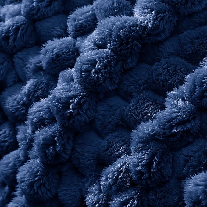 Whale Flotilla Soft Fleece Queen Size Bed Blanket 3D Jacquard, Navy Blue | Lightweight Breathable Coverlet Bedspread for All Seasons, Super Cozy Plush Fluffy Fuzzy Decorative Blanket for Bed, 90"x90"
