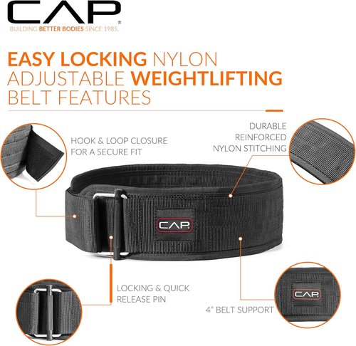 CAP Barbell Premium Nylon Weightlifting Belt - Durable Support for Weight Training | Multiple Sizes Available
