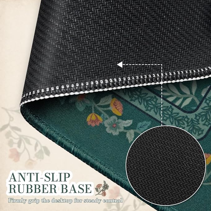 iCasso Aesthetic Small Mouse Pad, 9.5x7.9in,Home Office,Deep Green | Mini Portable Travel Mousepad, Anti-Slip and Comfortable Cloth Mouse Mat with Stitched Edges for Computer, Home