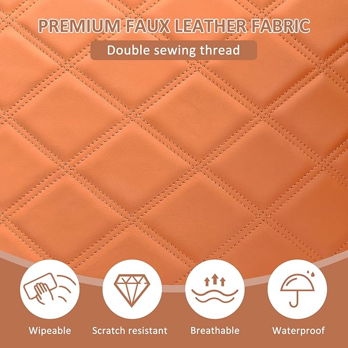 Golf Cart Seat Cover for Club Car Brown Precedent Ordinary Front Seat Cushion, Thick Vinyl Leather Custom Diamond Comfortable, Adjustable Straps and Retractable Buckle/No Nails Required