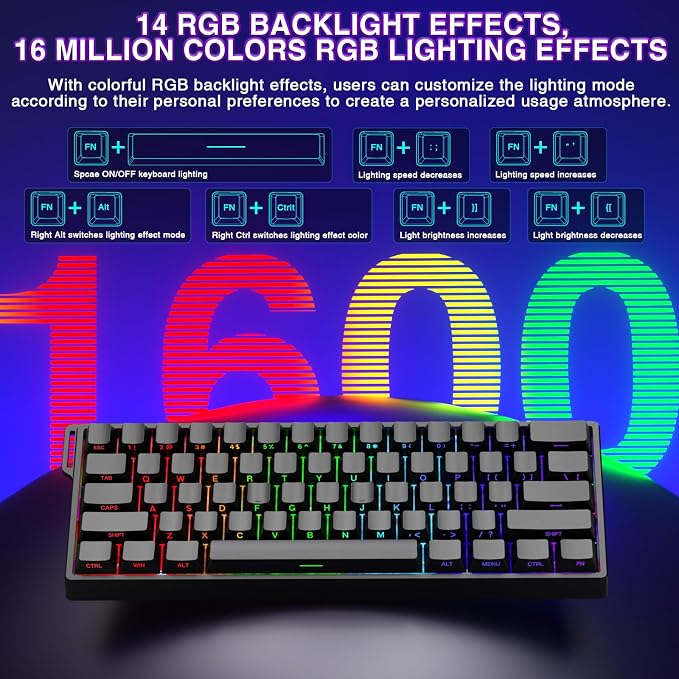 Aula WIN60 HE - 60% Mechanical Gaming Keyboard Wired, Magnetic Switch Hot Swappable, Adjustable Actuation Rapid Trigger Mode, 8000 Hz Polling Rate, RGB Small Keyboard 60 Percent Compact Design for PC