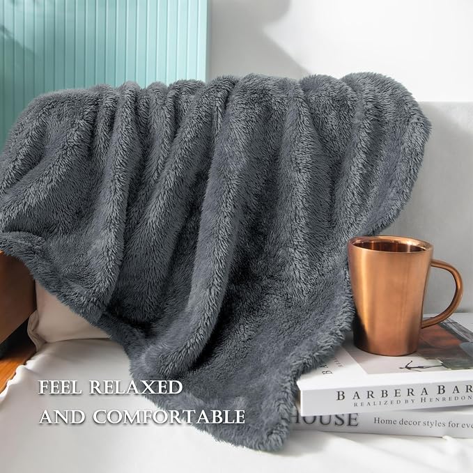 Exclusivo Mezcla Fuzzy Plush Fleece Bed Blanket Twin XL Size, Dark Grey | 90x66 Inches, Super Soft and Cozy Bed Blanket, Fluffy Blanket for Bed, College Dorm Room Essentials, All Season