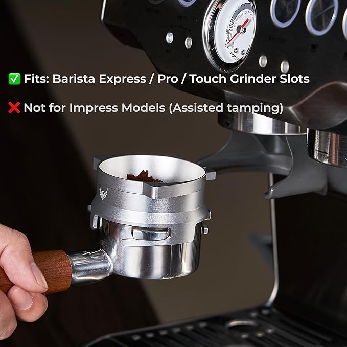 54mm Dosing Funnel Espresso Puck Screen Set KNODOS Grinder Trigger Portafilter Funnel and Filter Compatible with Breville 54mm Portafilters