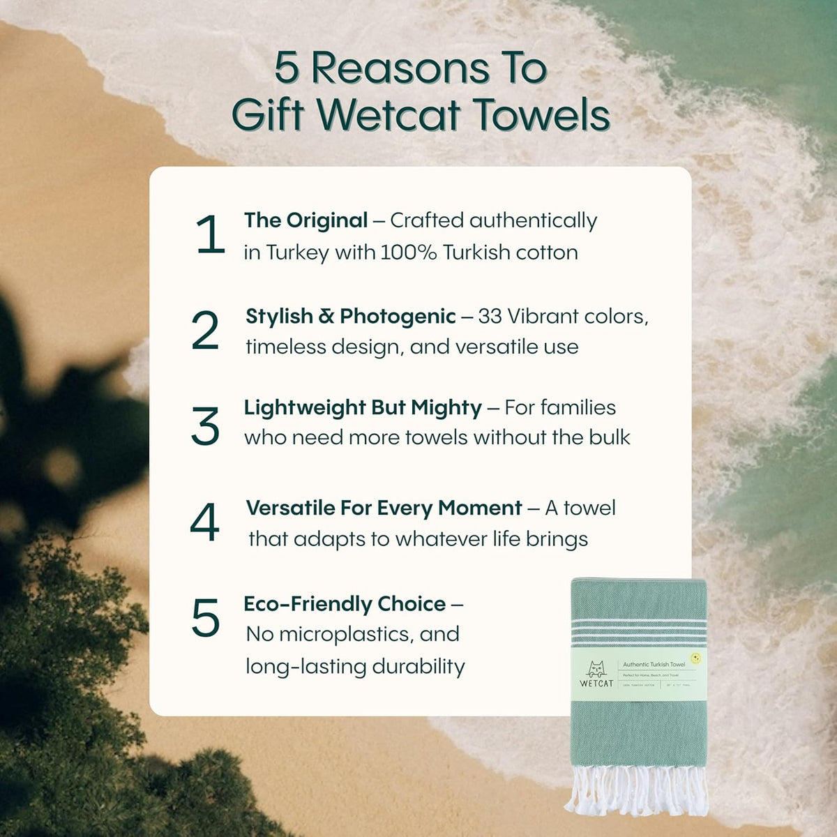 WETCAT Oversized Turkish Beach Towel - 100% Cotton, Quick Dry, Sand Free, Dark Coral (38"x71")
