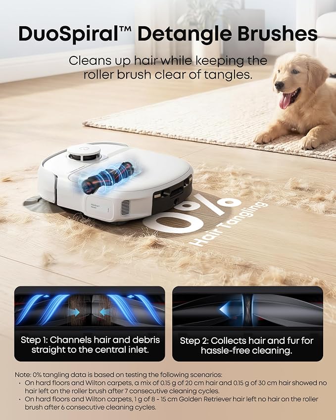 eufy C28 Robot Vacuum and Mop Combo, 15,000 Pa, HydroJet Roller Mop | Upgraded from X10 Pro, Zero-Tangle for Pet Hair, Auto Mop Washing&Drying, Self-Emptying&Refilling 2026 New, White