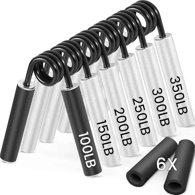 FLYFE Grip Strength Trainer, Hand Grip Strengthener, Forearm Strengthening Devices Metal Hand Exercisers Non-Slip Wrist Workout Trainer for Men Women Training Recovery, 1/4/6 Pack, 50LB-350LB