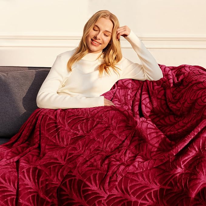 Whale Flotilla Soft Flannel Fleece Twin XL Size Blanket for Bed, Red | 90"x66" Cozy Lightweight Breathable Coverlet, Plush Fluffy Bedspread, Vintage Pattern Decorative Blanket for Dorm, All Season