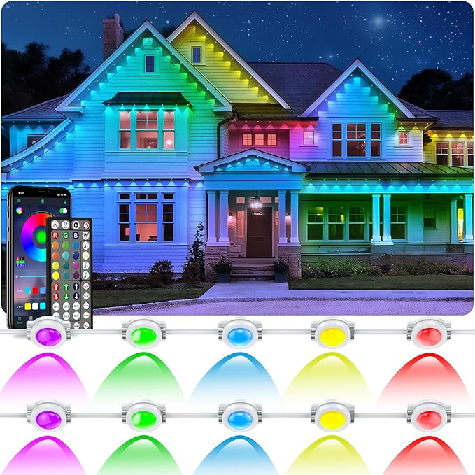 LETIANPAI 300FT Permanent Outdoor Lights,RGB Eaves Light with App Control Remote,DIY Scene Modes IP67 Waterproof Under Eave Lighting,Outdoor Lights for Decor,Garden Decor,House,Party,Holiday