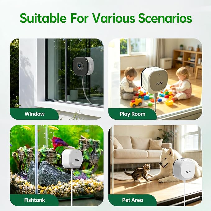 2K Window Camera,2.4G WiFi Indoor Camera for Home Security, AI Color Night Vision, Person & Motion Detection,911 Emergency, US Based Cloud, 24/7 Recording