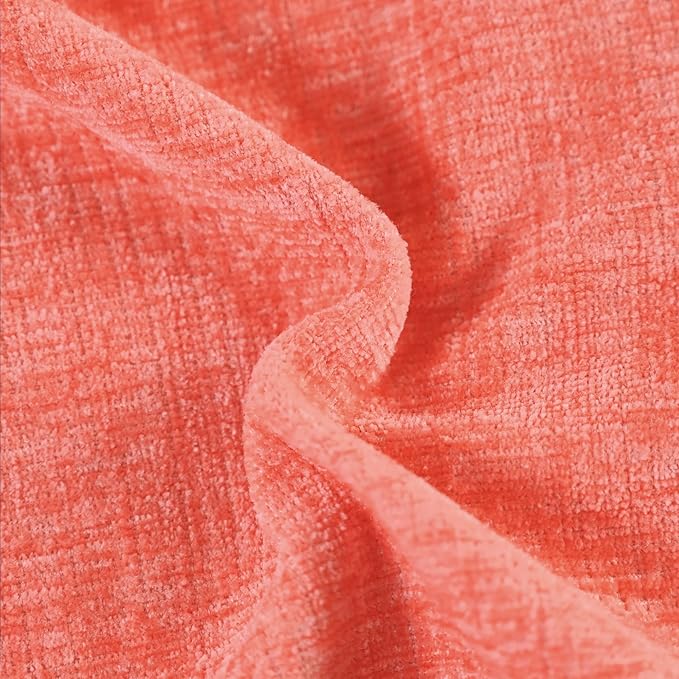 CaliTime Decorative Couch Throw Pillow Covers 20 X 20 Inches Living Coral | Pack of 2, Cozy Chenille Cushion Cases, with Pom Poms for Sofa Bed Living Room Farmhouse Home