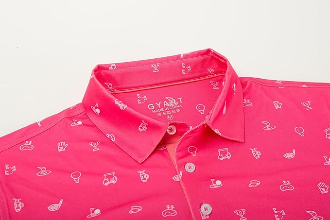 Mens Golf Shirts Quick Dry Moisture Wicking Casual Short Sleeve Performance Athletic Print Collared Stylish Men Polo Shirt