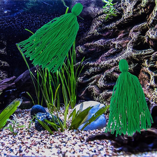 2PCS Fish Spawning Mops Fish Breeding Aquatic Plant Fish Hideout for Aquarium Floating, Fry Hiding Decorations, Green