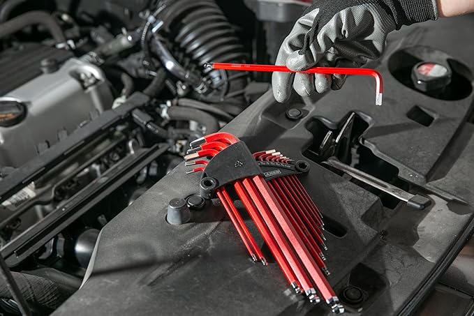 ARES 44036 – 44-Piece Hex Key Set – Combo Key Wrench Set Includes SAE, Metric, Torx, and Torx Ball End Wrenches – High Visibility Anti-Slip Coating – Storage Cases Included