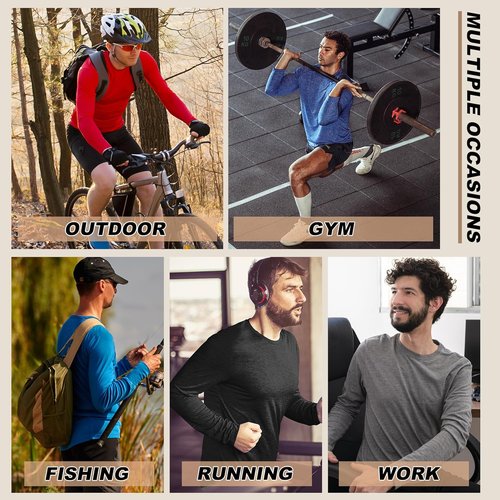 MLYENX Long Sleeve Men's Workout Shirts - UPF 50+ UV Sun Protection, Quick Dry & Moisture Wicking | 7 Pack