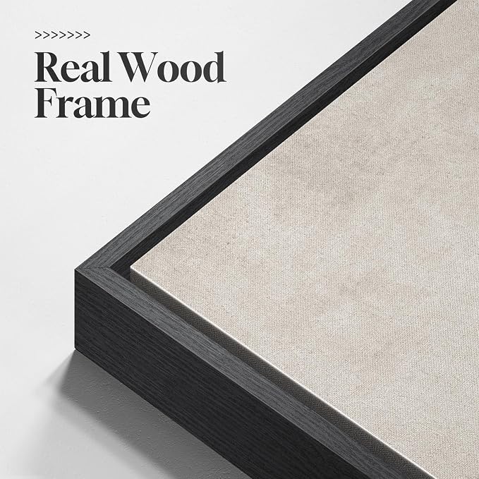 Large Framed Neutral Black Beige Abstract Wall Art Set of 2, Modern Canvas Prints Paintings Artwork for Walls, Minimalist Block Lines Pictures for Living Room Dining Room Bedroom Wall Decor 20x30 In