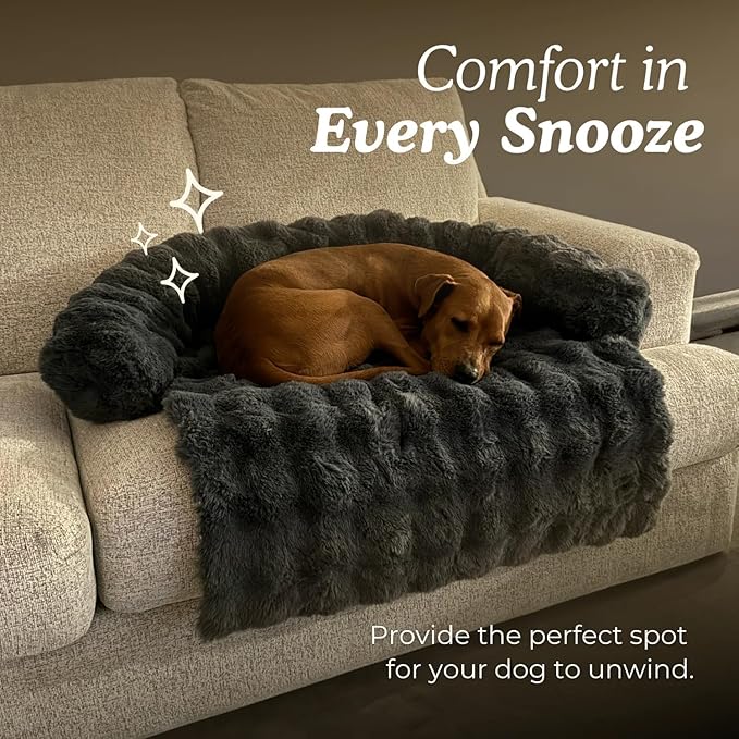 Cloud Pet Sofa Bed, Ultimate Comfort Warm Couch Cover with Fluffy Plush, Anti-Slip Machine Washable Pet Bed Easy to Maintain for Furniture Protector (Coffee(29.5 * 29.5in))