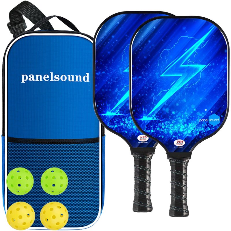 Pickleball Paddles Set of 2, USAPA Approved Fiberglass Pickleball Rackets Set Lightweight with 4 Outdoor Pickleballs & 1 Carrying Case