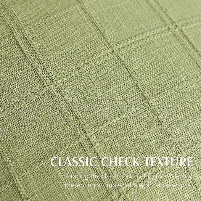 Foindtower Set of 2 Decorative Linen Check Throw Pillow Covers Neutral Farmhouse Vintage Cushion Covers Modern Boho Accent Home Decor for Sofa Chair Couch Bedroom Living Room,26×26 Inch,Light Green