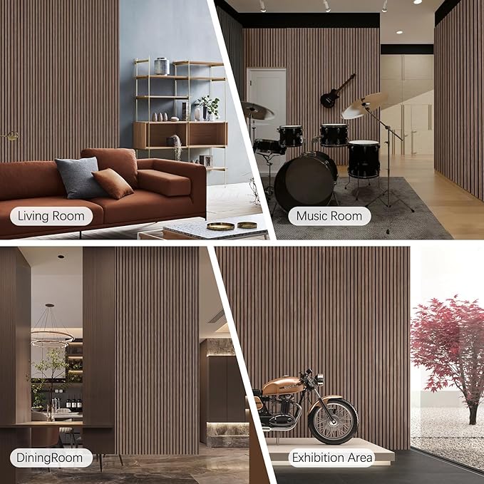 Wood Panels for Wall - 2 PCS Wood Slat Wall Panel, Natural Walnut Veneer Acoustic Wall Panels - 12.6" W x 94.5" L