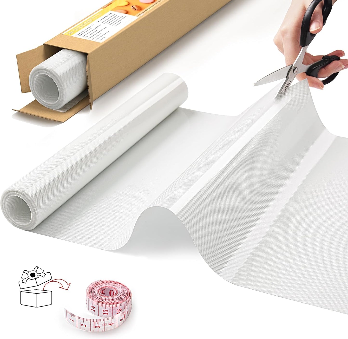 Silicone Baking Mat Roll, Non-Stick Heat Resistant Food Grade Baking Mats, Non-Slip Reusable Air Fryer Linner, Freeze Dryer Mat, Counter Mat, Oven Liner, Refrigerator Liners - 12IN x 8FT