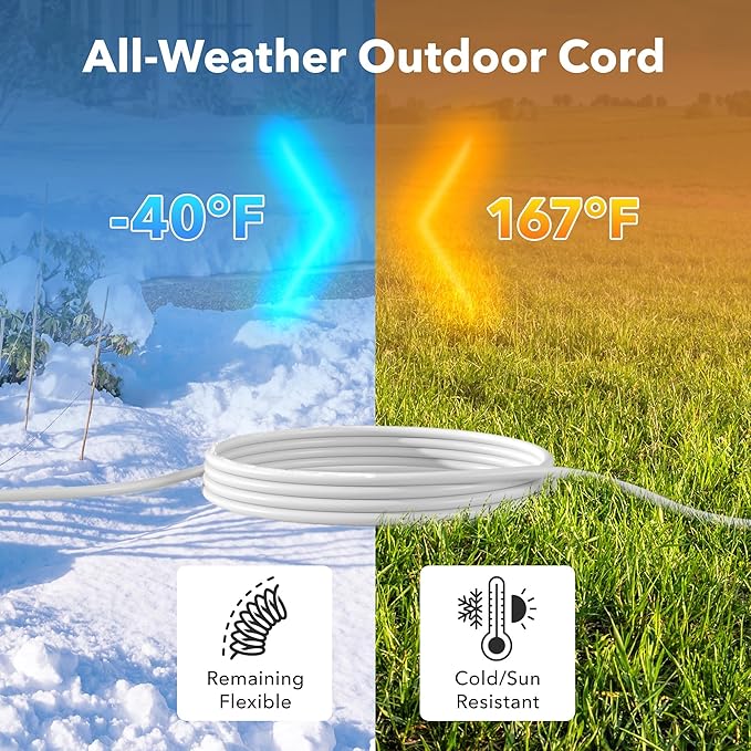 BN-LINK [2 Pack] 10ft White Outdoor Extension Cord 16/3 SJTW, 3-Prong, Weather Resistant & Flame Retardant, for Garden, Landscaping & Holiday Decorations