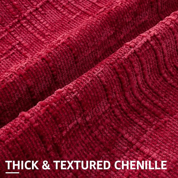 decorUhome Textured Chenille Throw Pillow Covers 20x20 Set of 2 Red | Fall Modern Farmhouse Soft Cozy Slubby Couch Pillow Cases Boho Decorative Pillow Cases for Bed Sofa Living Room Home Decor