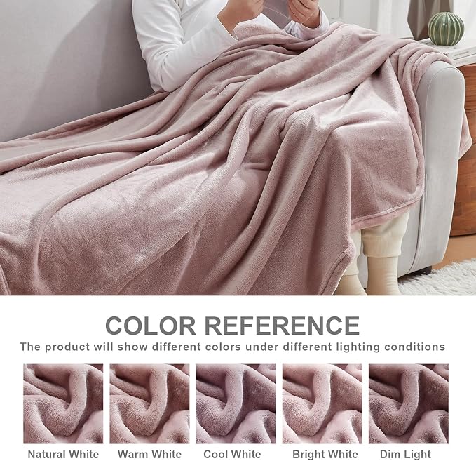 Hansleep Queen Pink Fleece Blanket, Soft Flannel Bed Blanket | Fuzzy Cozy Blanket 90x90 Inches, Multi-use for Bed, Sofa, Couch, Travel, Camping, All Season Warm Lightweight Cover