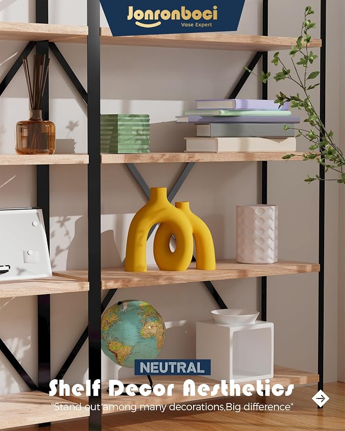 Hug Donut Decorative Vase Set - Yellow Vase, Modern Nordic Boho Style Vases Home Decor, Matte Ceramic Decorations for Living Room Shelf, Bookshelf Mantle Entryway Table or Console Décor (Yellow)